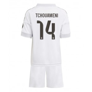 Real Madrid Aurelien Tchouameni #14 Jalkapallovaatteet Lasten Kotipeliasu 2025-26 Lyhythihainen (+ Lyhyet housut)